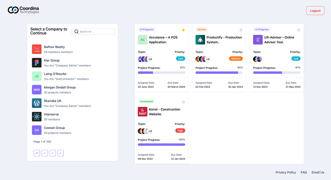 Mobile View of Project Dashboard